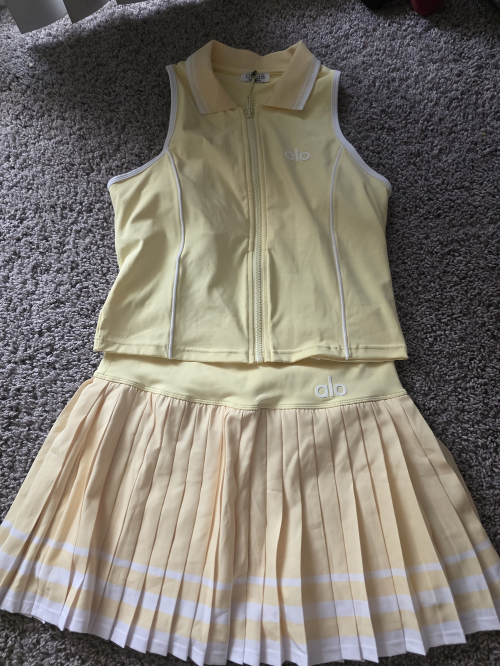 Otos Yellow Tennis Tank & Pleated Skirt Set